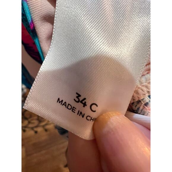 Shade & Shore 34C Teal Pink Aztec Print Underwire Tankini Swim Top - Picture 6 of 6